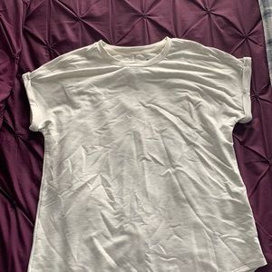 White rolled sleeves t shirt
